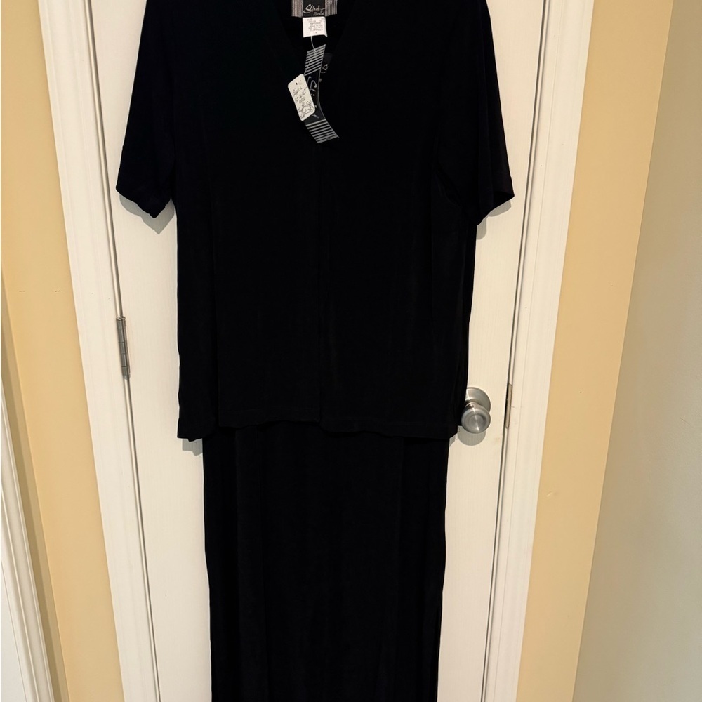 Slinky Brand Black and White Dress and Jacket Set